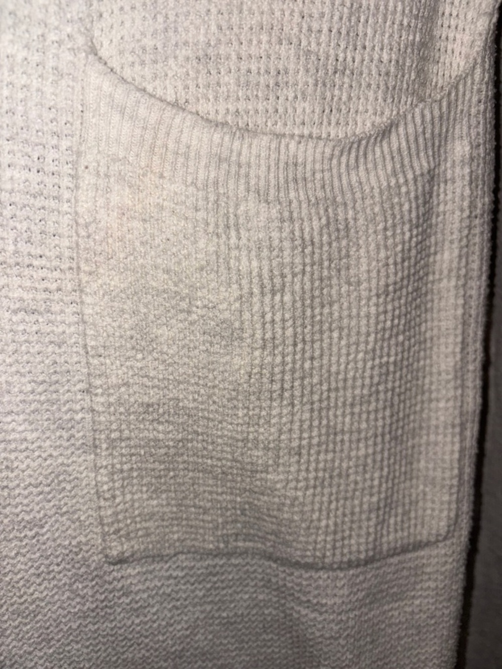 Tall Pottery Barn Knit Robe Large Heathered Grey Waffle Pockets Belt Loungewear - Picture 4 of 9